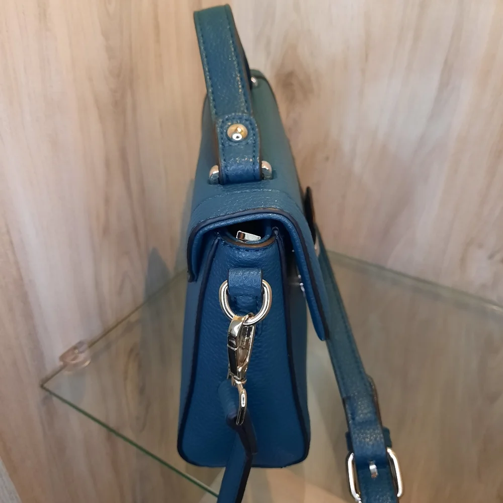 Teal Leather Crossbody Bag